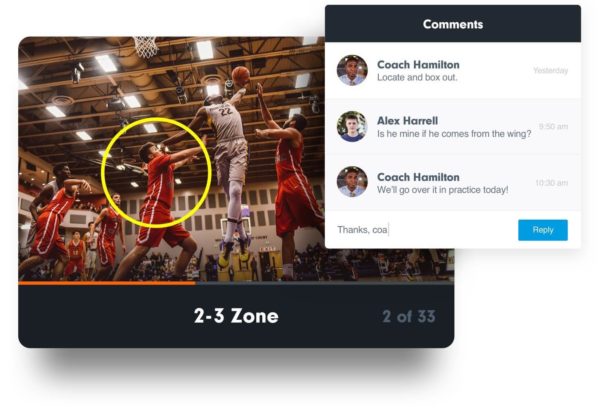 Drawing and comments on basketball video screen